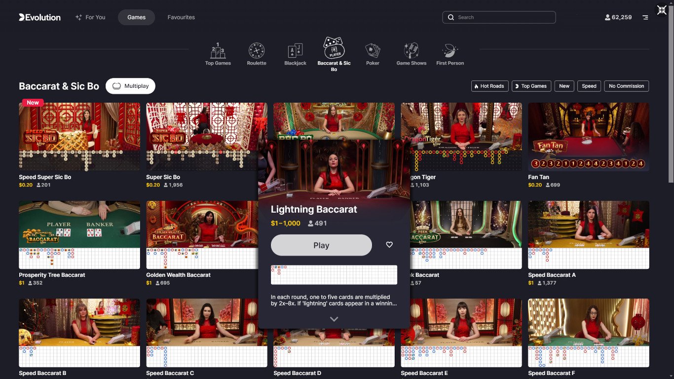 Online baccarat collection with live dealers