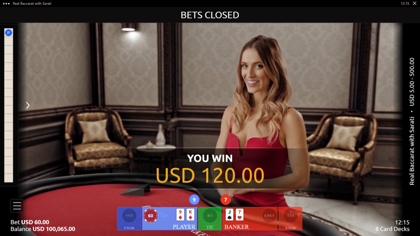 Winning game in Baccarat with Saratti