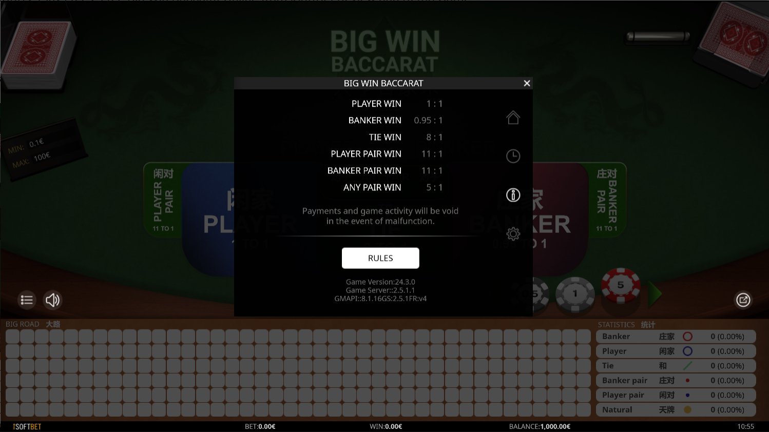 Baccarat from iSoftBet free game