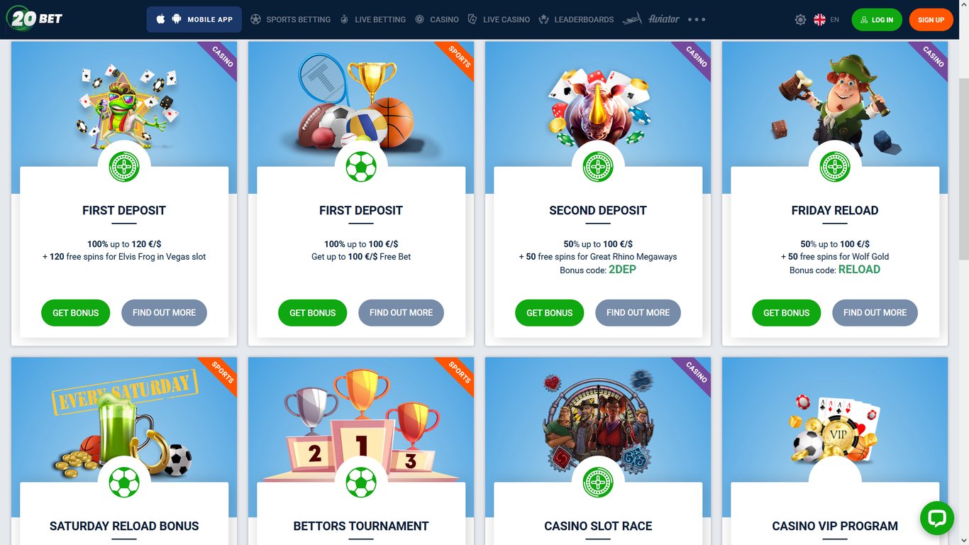 20Bet Casino Bonuses