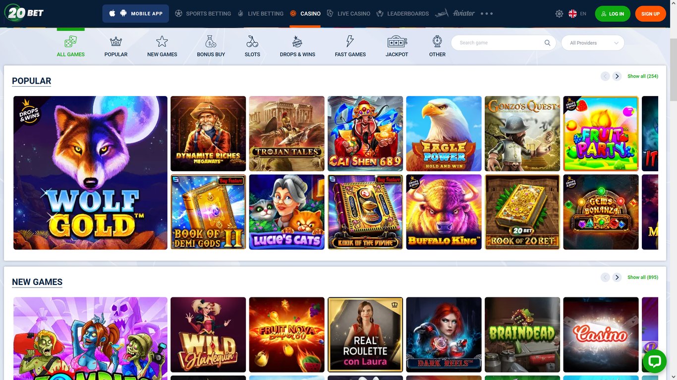 20Bet Casino Games