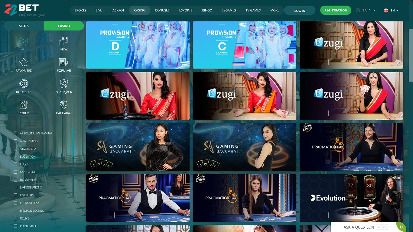 22BET Casino Games