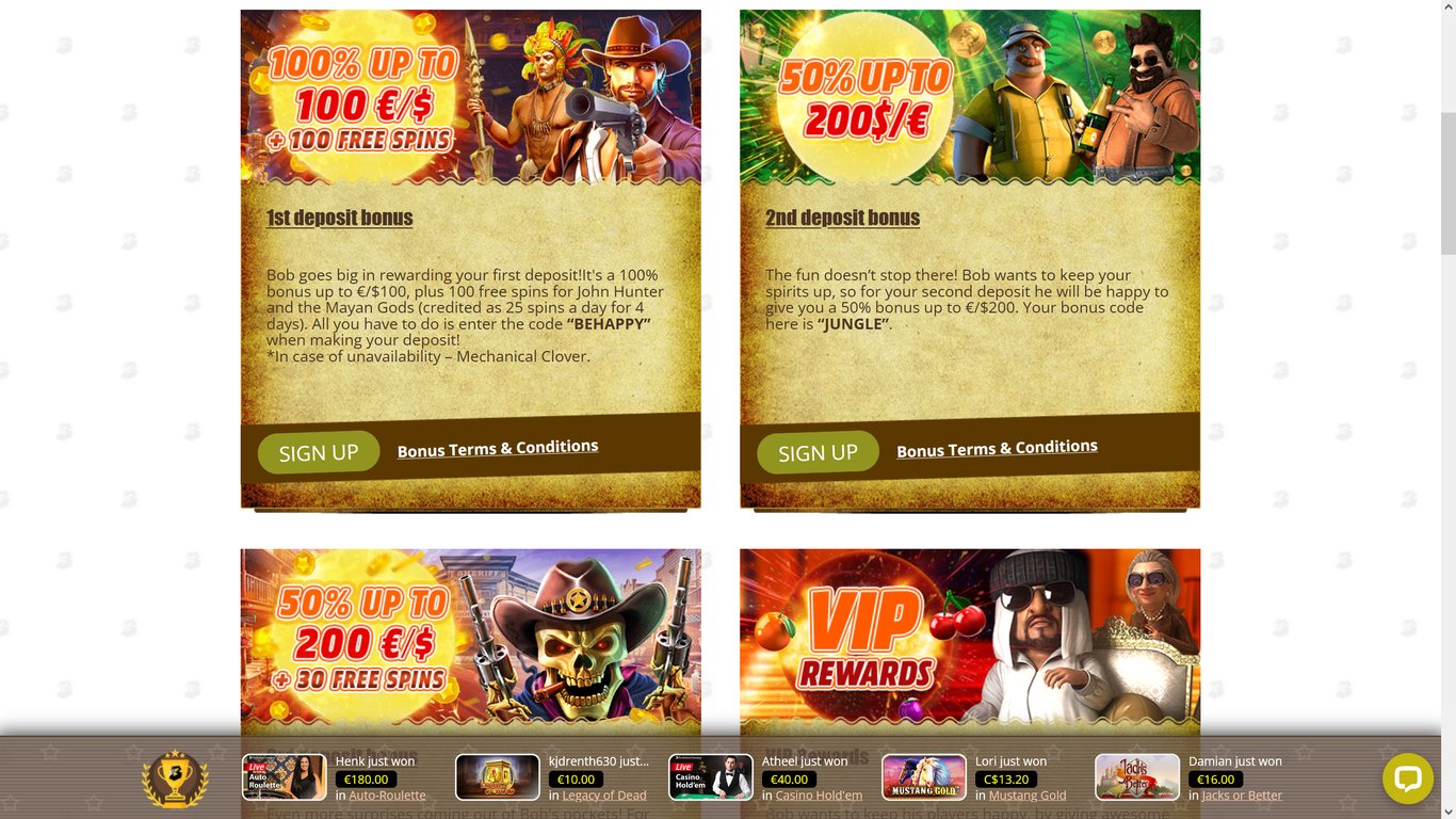 Bob Casino Bonuses