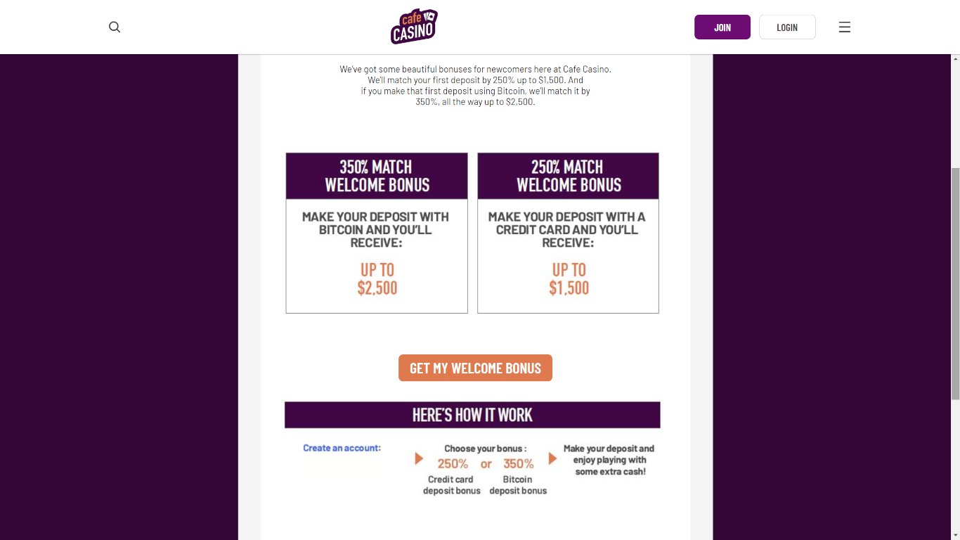 Cafe Casino Bonuses