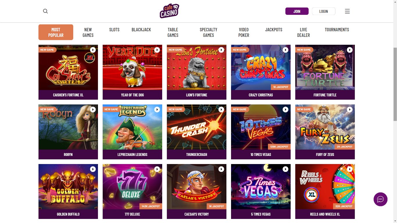Cafe Casino Games
