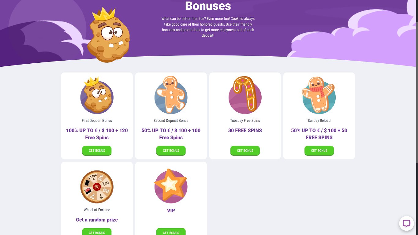 Cookie Casino Bonuses