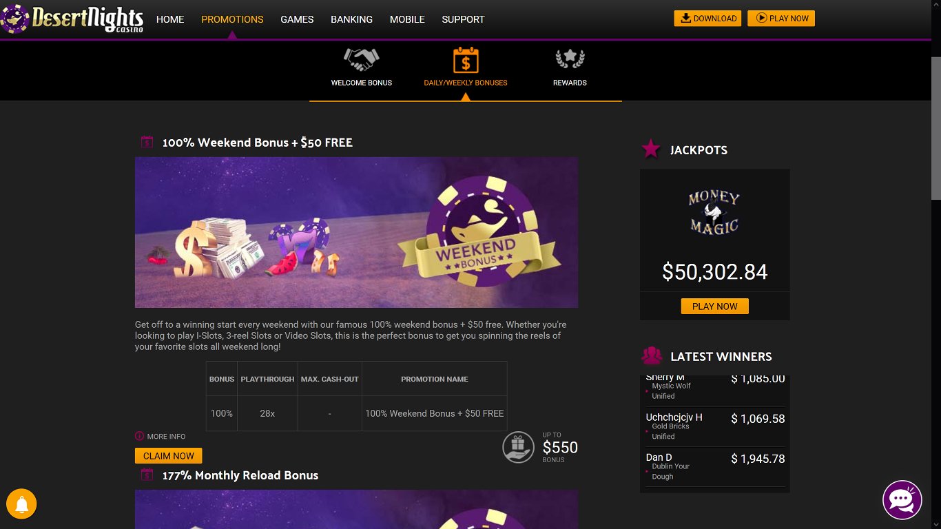Desert Nights Casino Bonuses