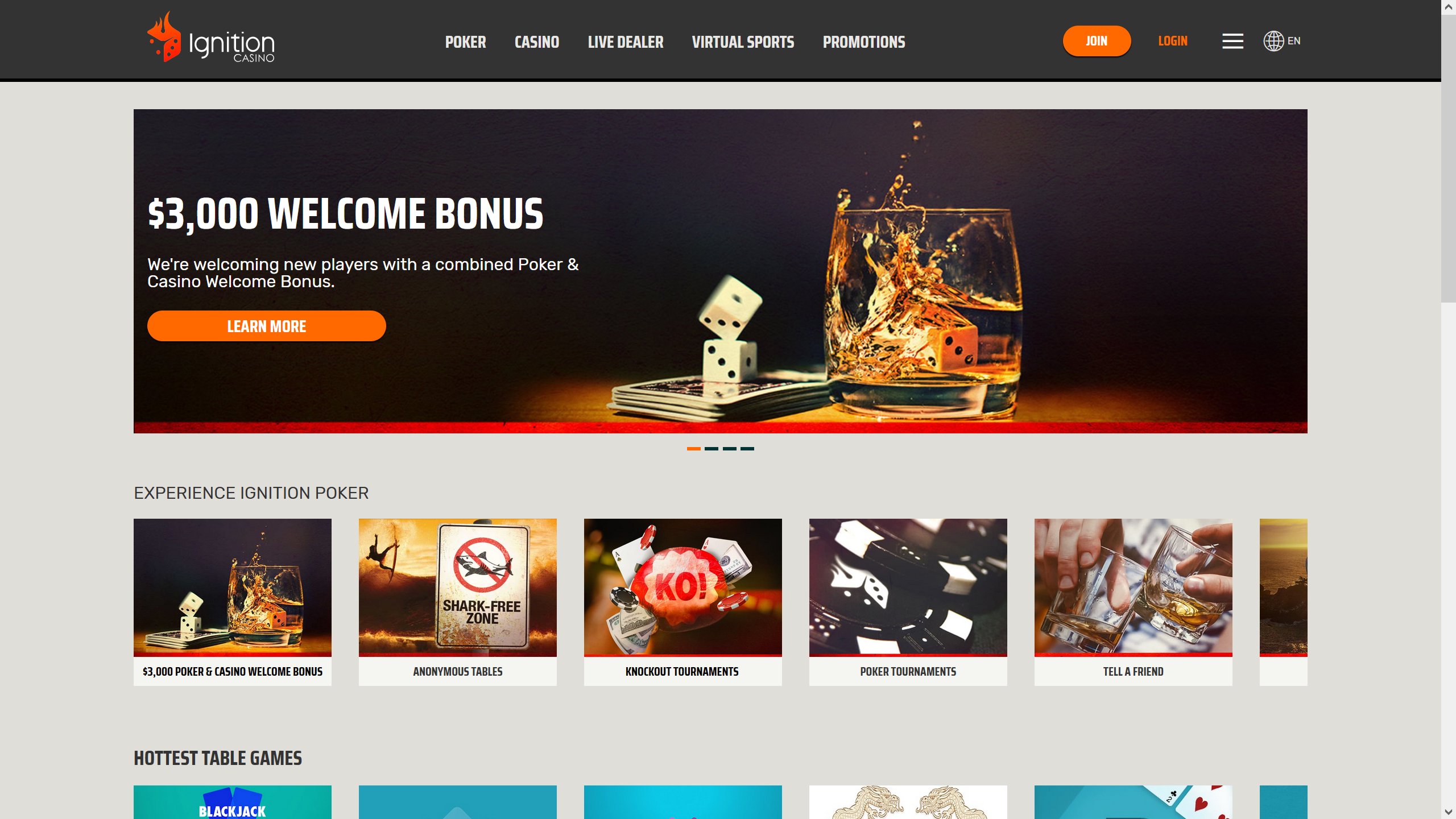 Ignition Casino App Interface