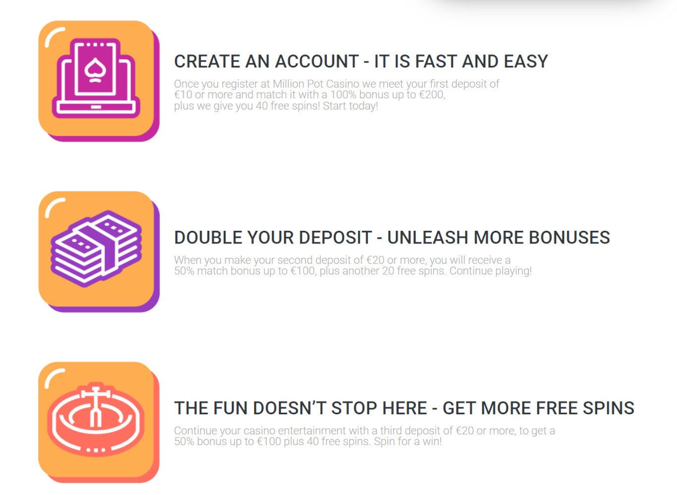 Million Pot Casino Bonuses