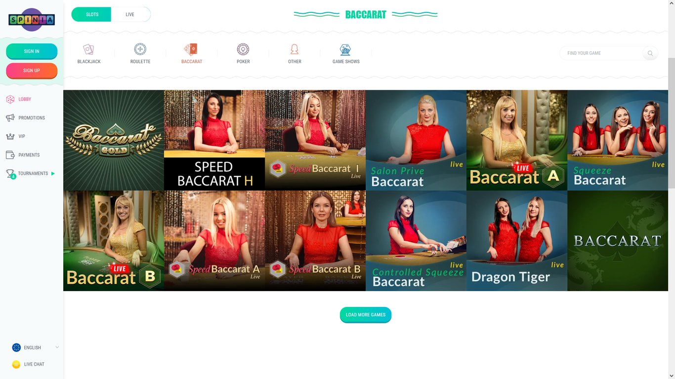 Spinia Casino Games