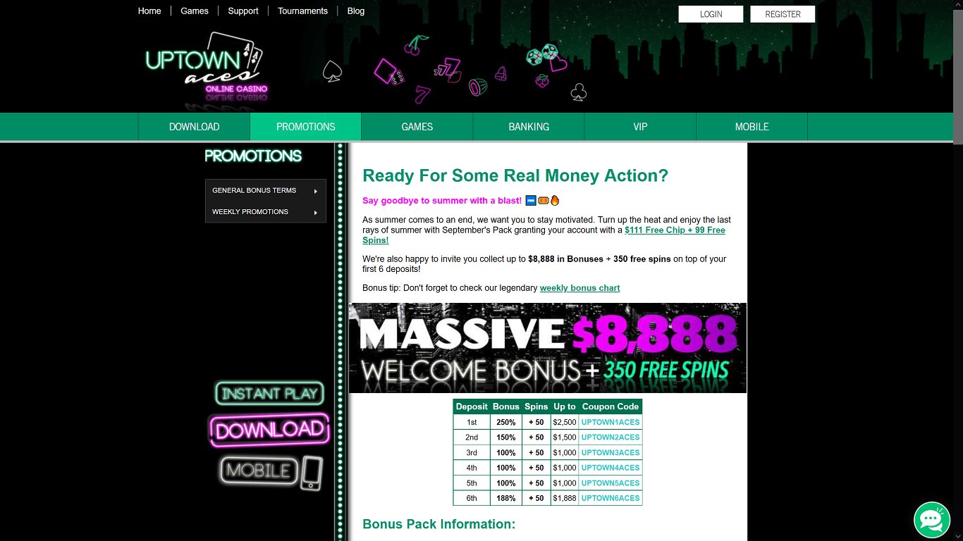 Uptown Aces Casino Bonuses