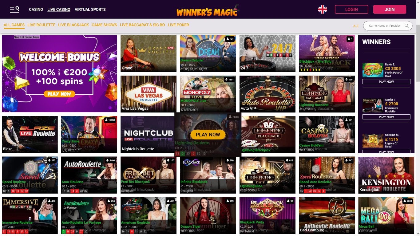 Winners Magic Casino Games
