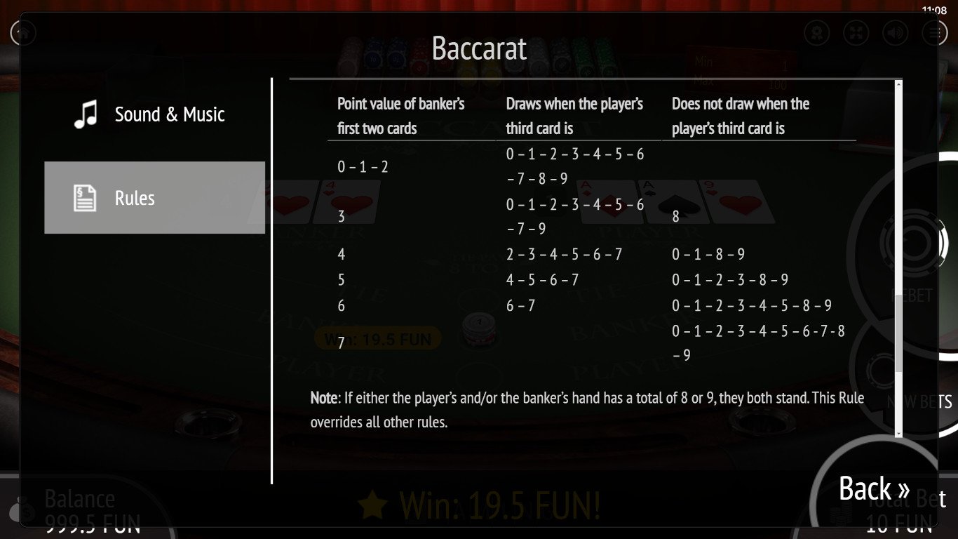 BGaming's Baccarat rules page Baccarat online game rules