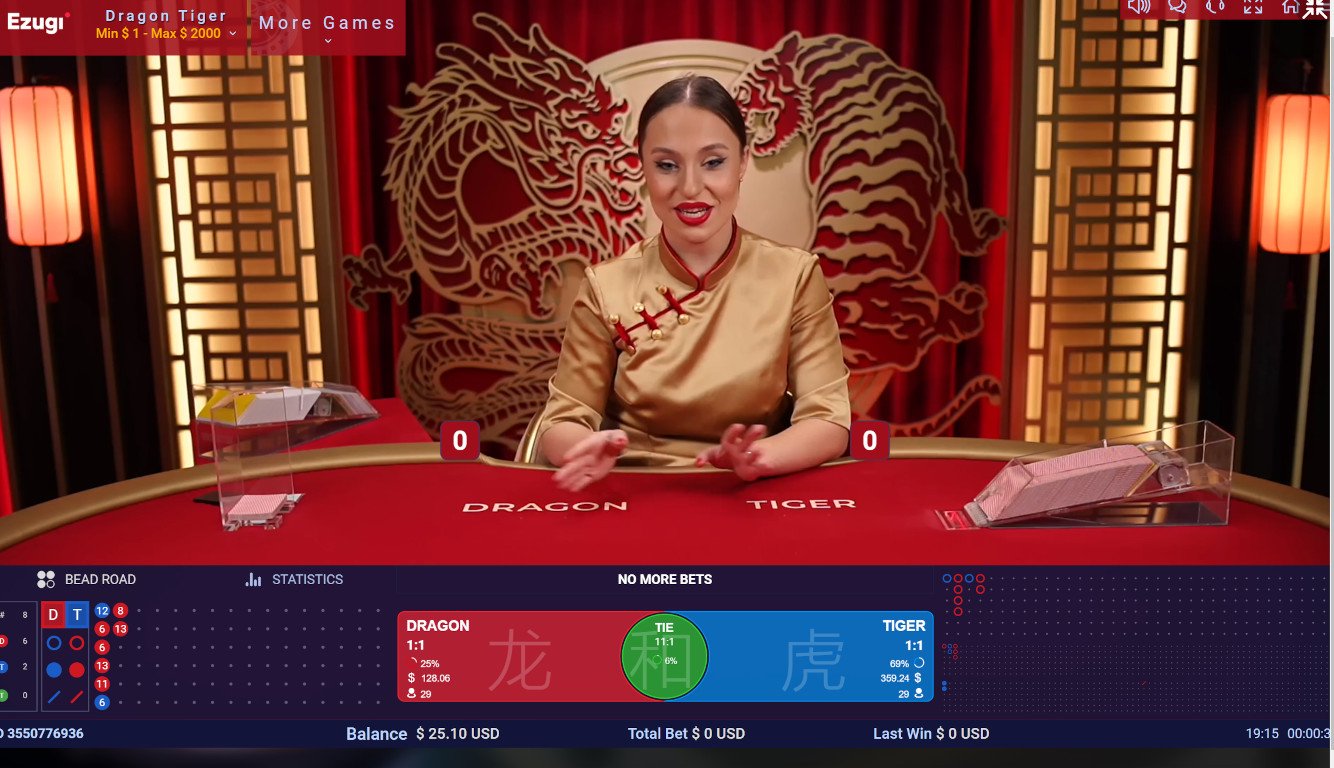 Live Dragon Tiger Game by Ezugi Live Dealer Dragon Tiger Game by Ezugi