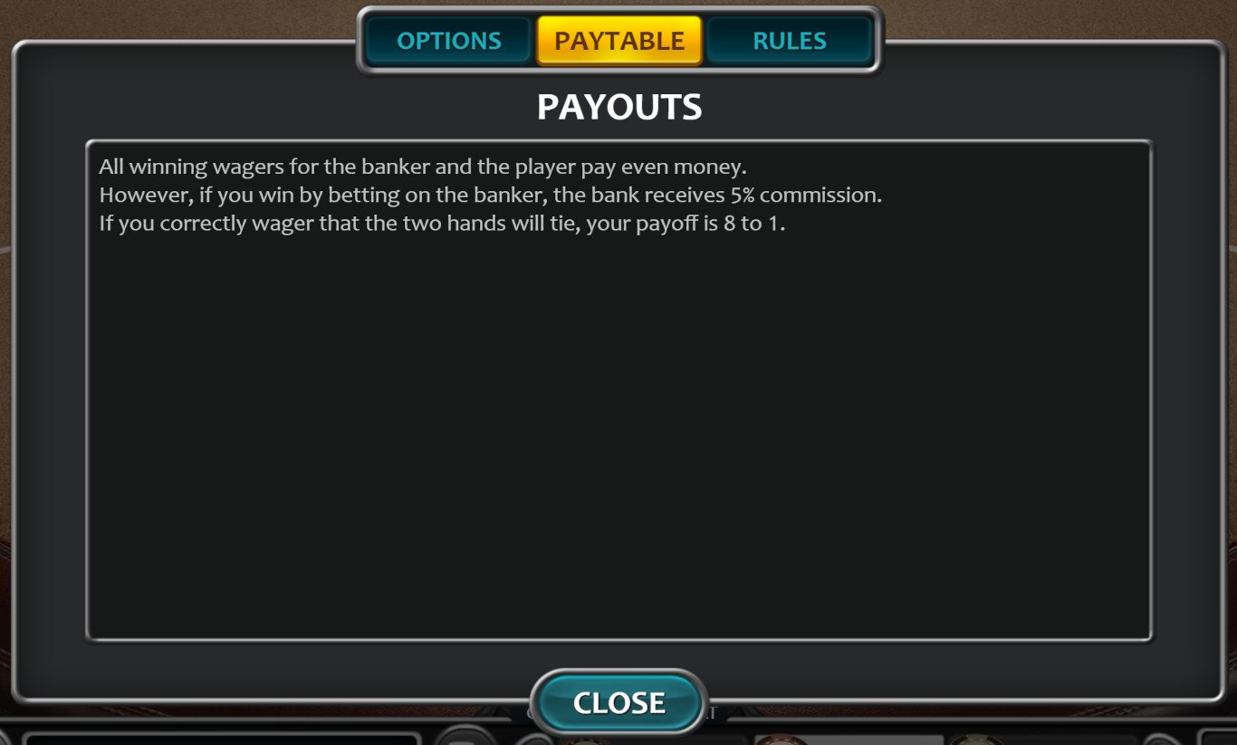Nucleus Baccarat Payouts