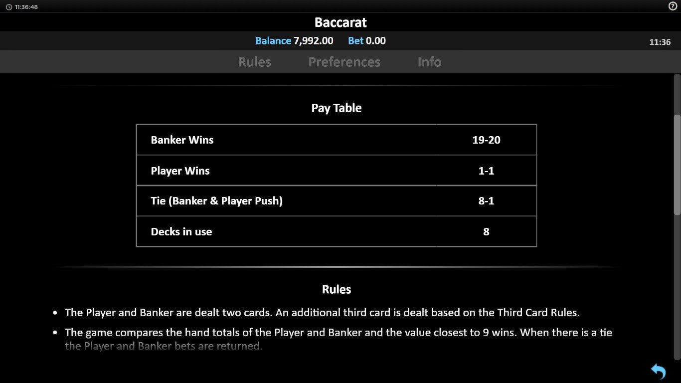 Baccarat Payouts for Realistic Games version